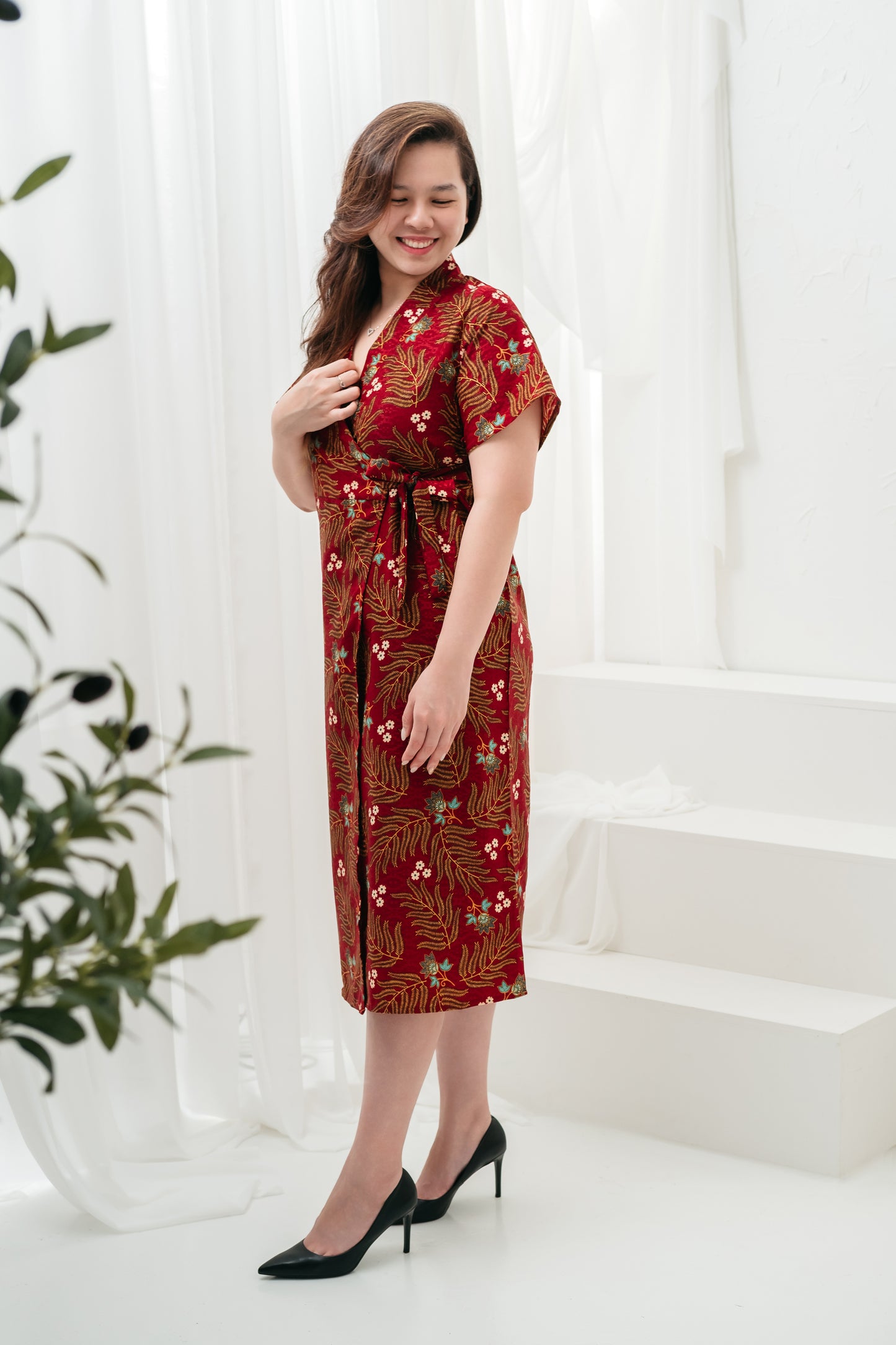 Garden Whispers Midi Wrap Dress