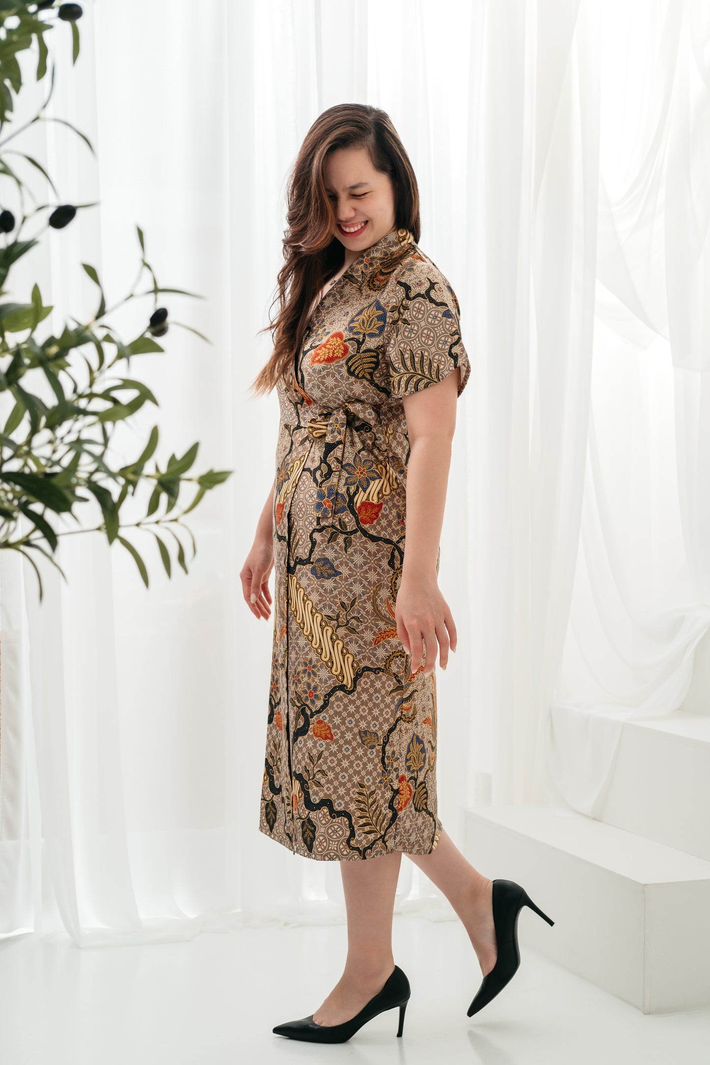 Golden Rays Midi Wrap Dress